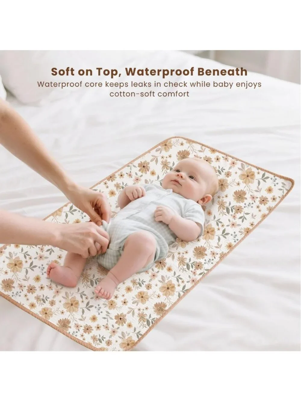 2 Pack Waterproof Portable Changing Pads | Soft Cotton Diaper Mats for Newborns